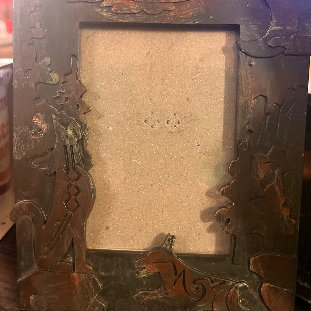 Rustic Copper Wolf Design Picture Frame